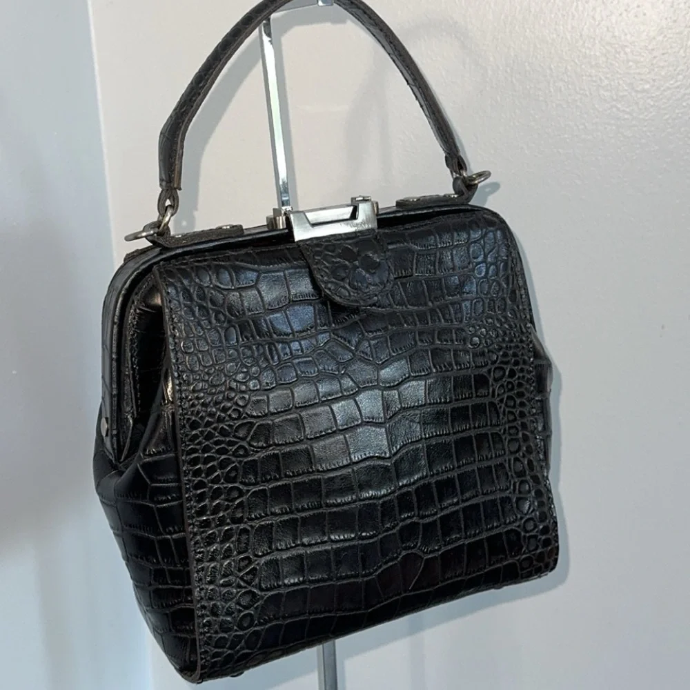PATRICIA NASH Nela Satchel Black Leather Bag AUTHENTIC NWT (Broken Latch) - Picture 2 of 9